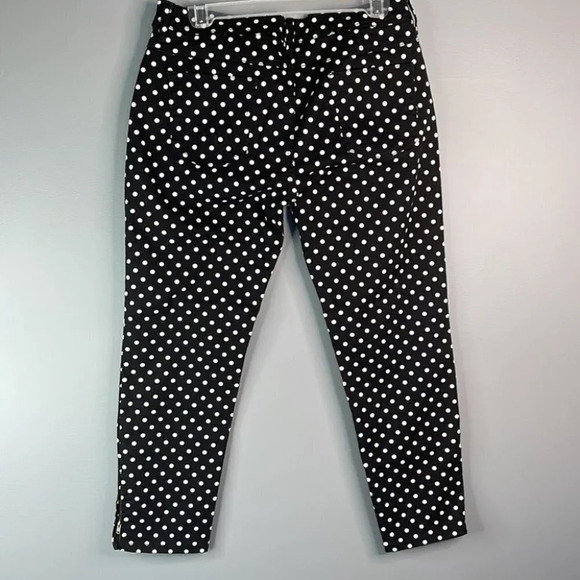 GARNET HILL Polka Dot Jeans Black White Denim Zip Ankle Rigid Stretch 8P - Picture 7 of 12